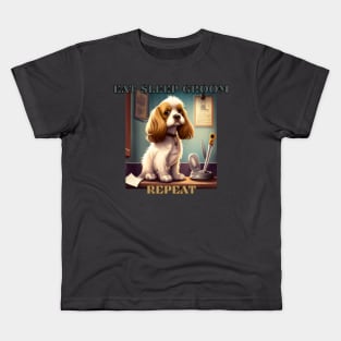 Dog grooming, eat sleep groom repeat Kids T-Shirt